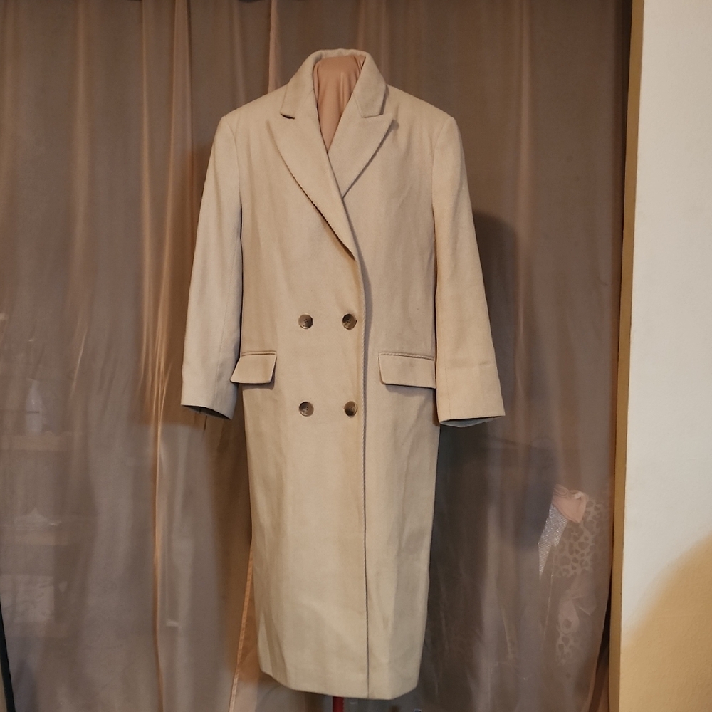 ASOS Design Double-Breasted Herringbone Trench Coat. Sz 8